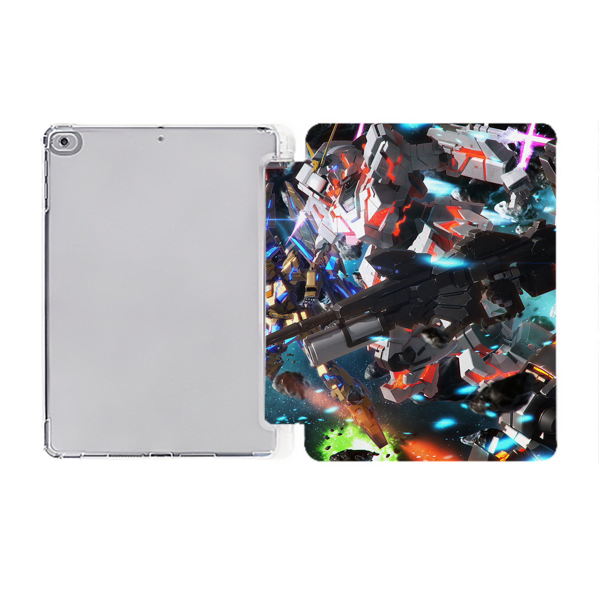 （画像用） 機動戦士ガンダム Mobile Suit Gundam IPad ケース ペン収納付き 三つ折りスタンド PUレザー×シリコン 対応機種9.5/10.5/10.9インチ